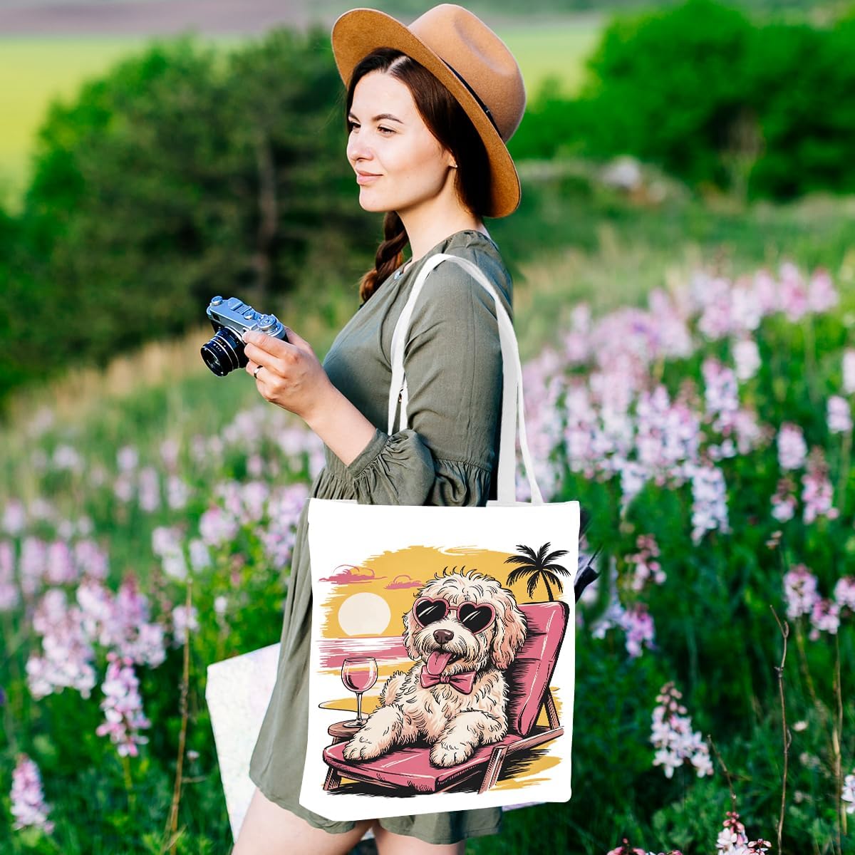 Dog Raccoon Turtle Cow Gifts Beach Bag Canvas Tote Bag Grocery Bags for Women Girls Shopping Travel - Image 2