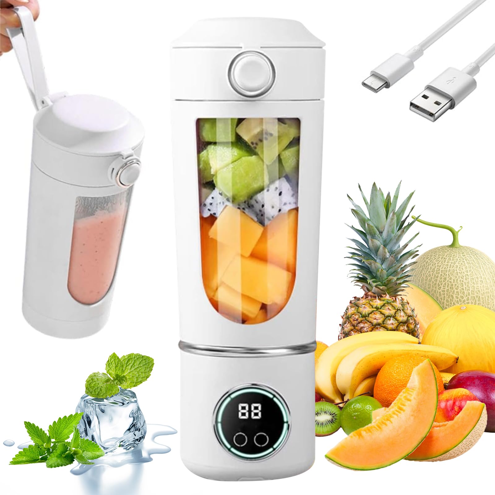 YFCJYBF Kompakter USB-Reiseblender mit 700ml Fassung