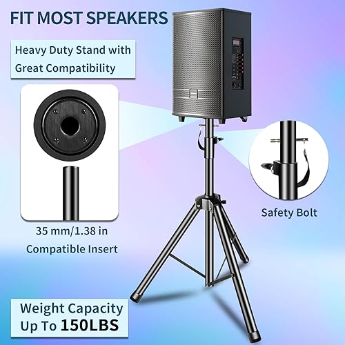 Miniatura 4 de Trípode universal para altavoces grandes, soportes de altavoces ajustables resistentes de 37 a 70 pulgadas, soporte de trípode para altavoz PA