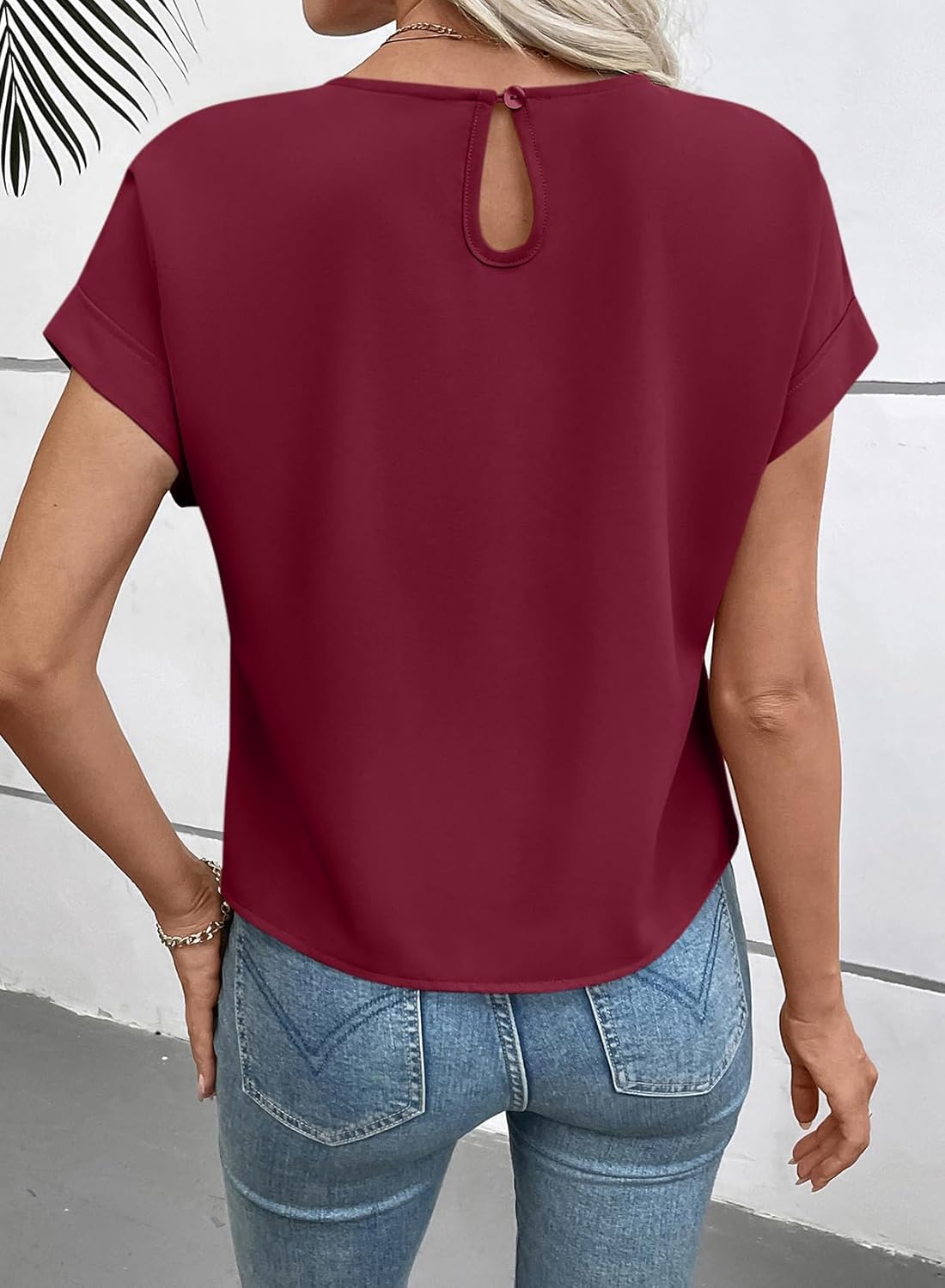 EVALESS Womens Bow Knot Hem Short Sleeve Blouses Dressy Casual Summer Crewneck T Shirts Going Out Tops - Image 6