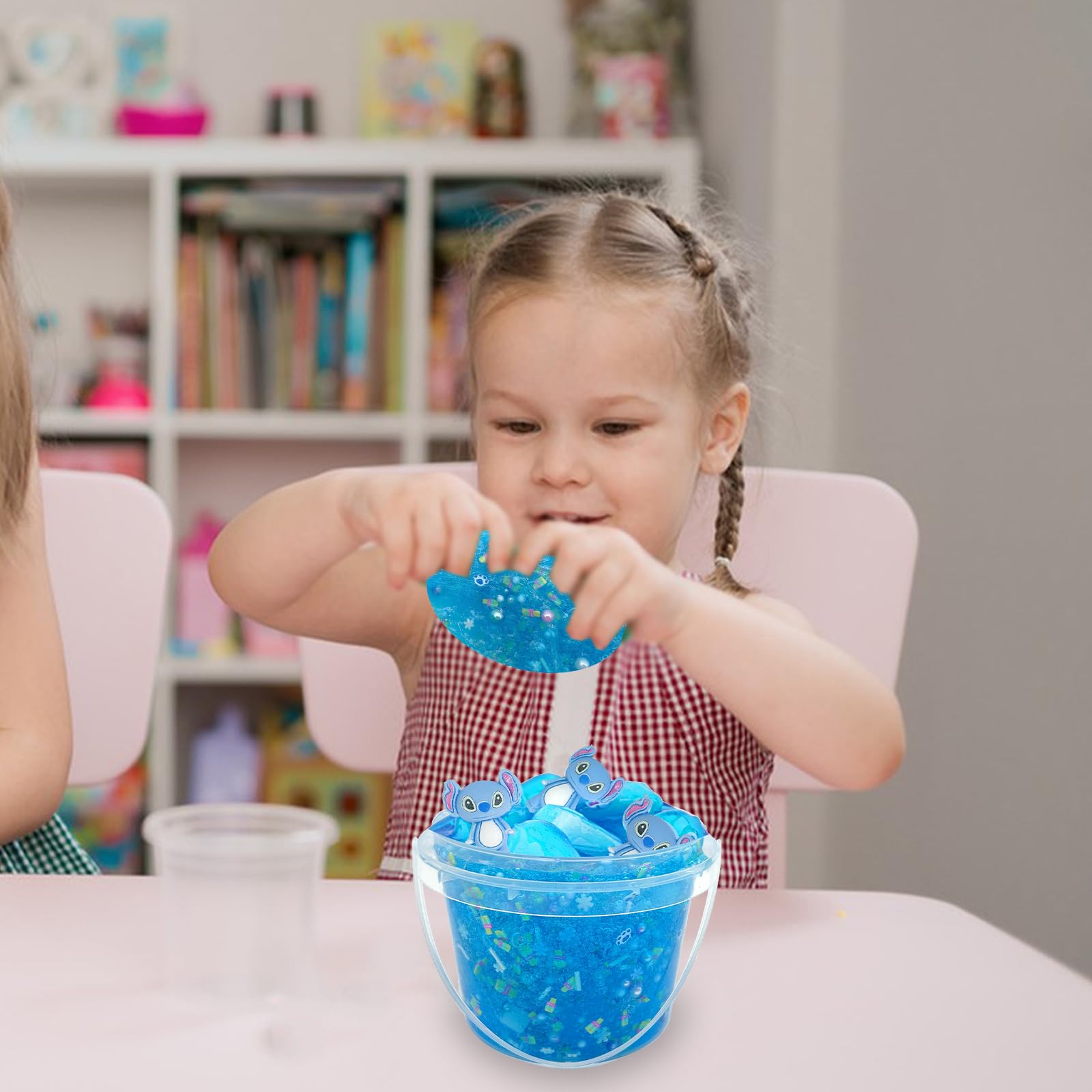 Slime Bleu Croustillant En Pot 300 Ml - Pâte à Modeler Sensorielle - Anti-stress Non Collant - Cadeau Anniversaire Enfant