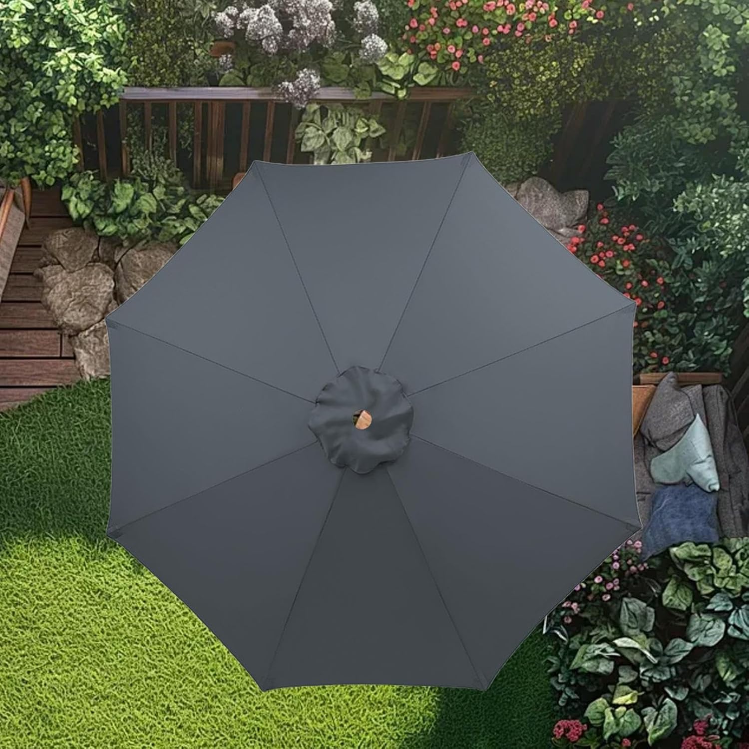 Replacement Umbrella Cover - 8-Rib Parasol Cover Replacement - Parasol UV 50+ Waterproof Top Polyester Cloth Fits Various Frames