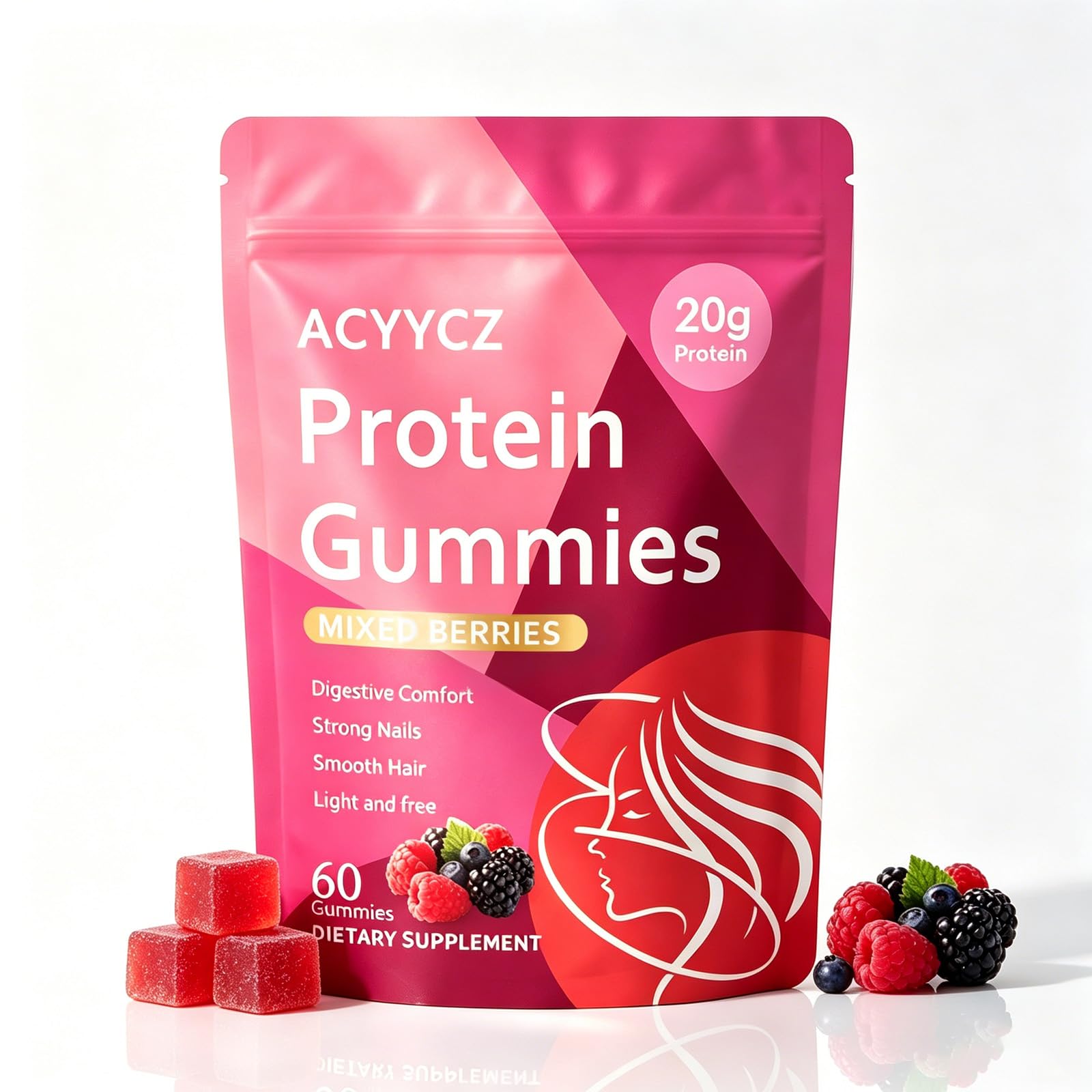 Protein Gummies, Mixed Berries, Adult Men & Women, 60ct 1