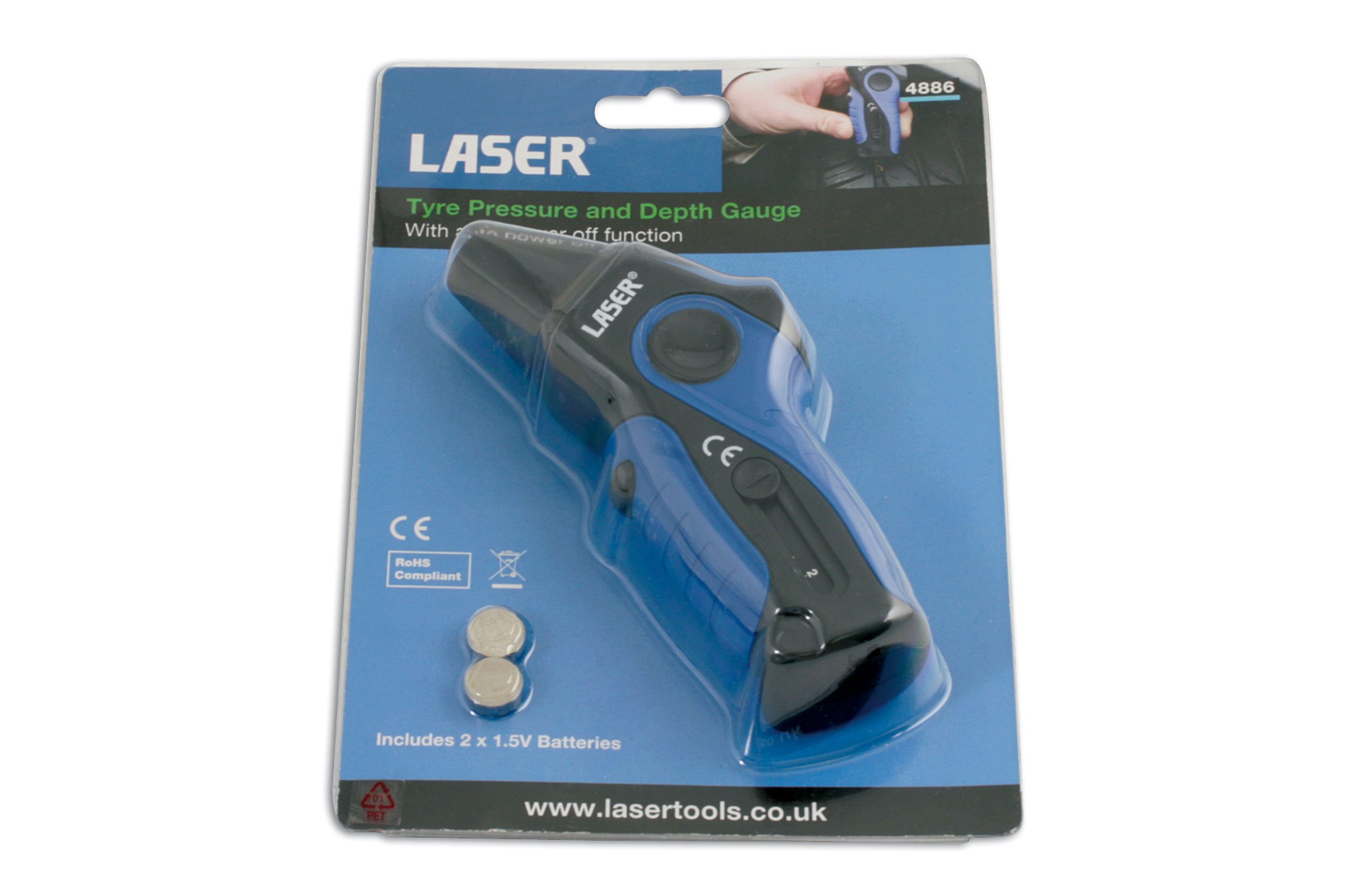 Laser 4886 – 2-in-1 Tyre Pressure & Tread Depth Gauge With PSI, BAR, KPA, KG-cm Modes & Auto-Off