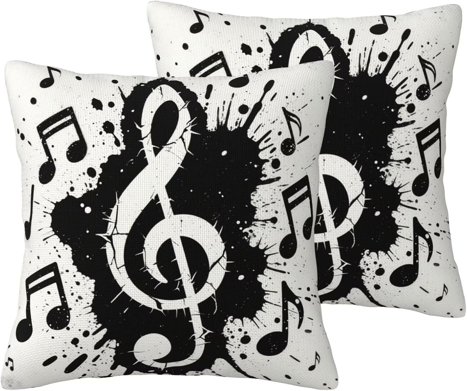 Music Notes Throw Pillow Covers 18x18 Set of 2