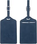 uxcell 2 Pcs Suitcase Tags, Green Leather Luggage Name Tags Travel Accessories Airplane Travel Essentials for Flying Hotel Check in Luggage Bags Men Women, 4.72 x 2.76 x 0.08