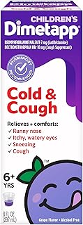 Children’s Dimetapp Cold & Cough Medicine, Antihistamine, Runny Nose, Sneezing, Itchy, Watery Eyes, Grape Flavor, Alcohol & Phenylephrine-Free, 8 Fl Oz