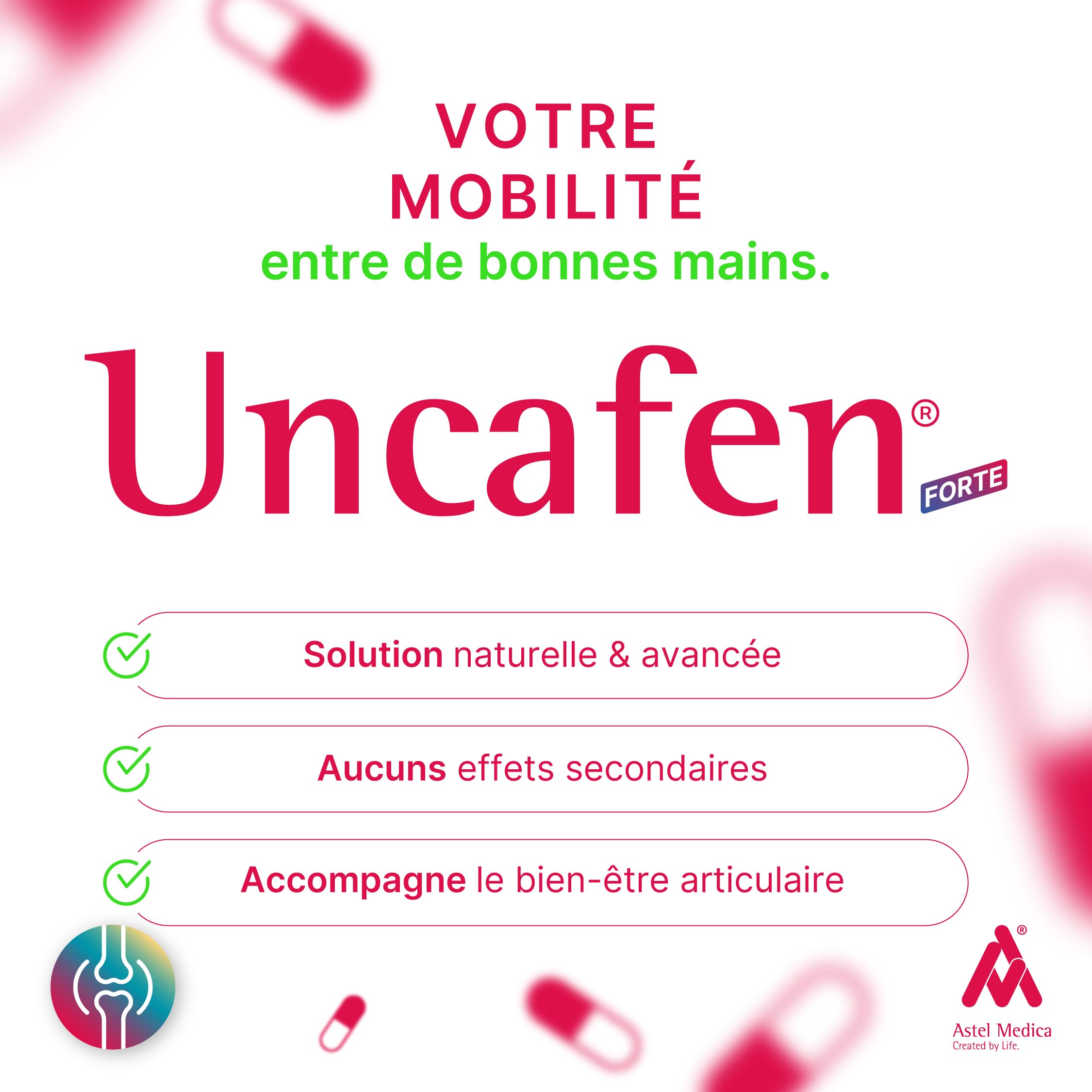Probiotiques - Souplesse & Mobilité articulaire - Formule innovante à base de plantes (Uncaria) - Complément alimentaire naturel - 96 gélules
