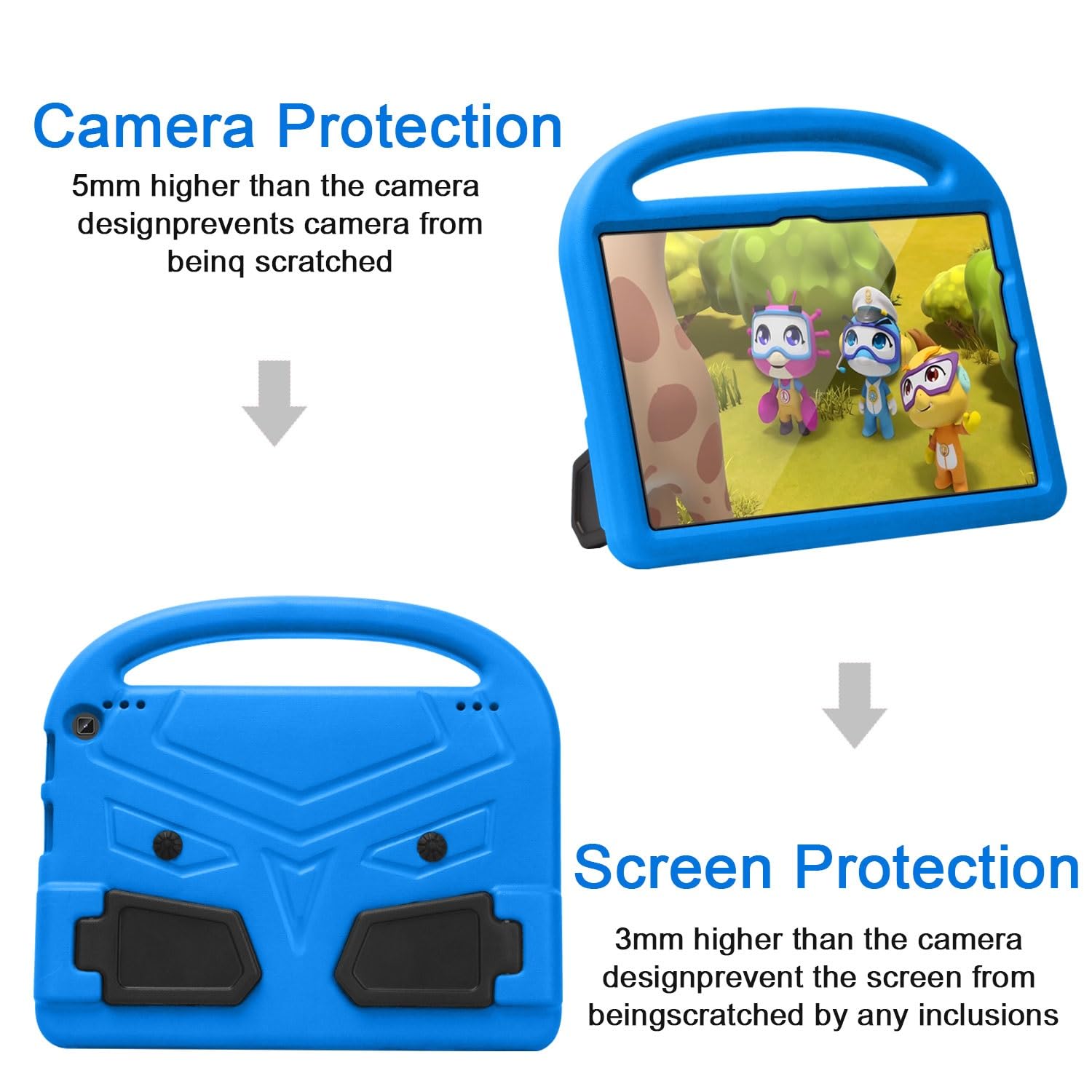 Custodia protettiva per tablet PC compatibile con Kindle Fire HD 10 2021, custodia per tablet compatibile con bambini, leggera EVA antiurto a prova di caduta, custodia per tablet con manico e