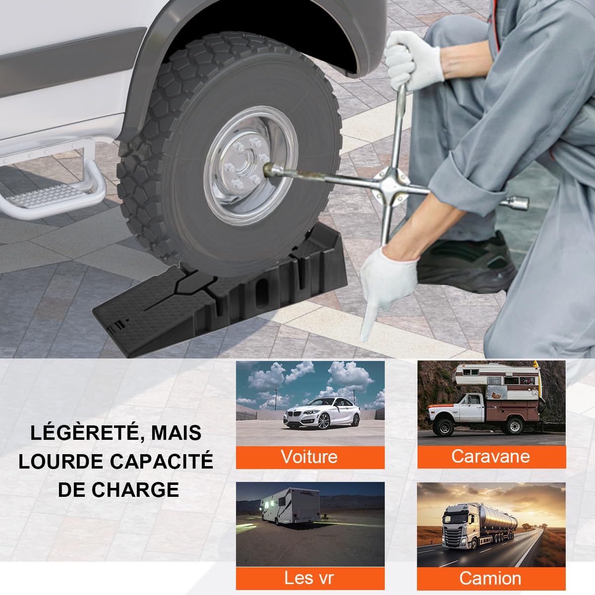 Lot de 2 rampes daccès en Plastique 3 tonnes, Rampe de Chargement