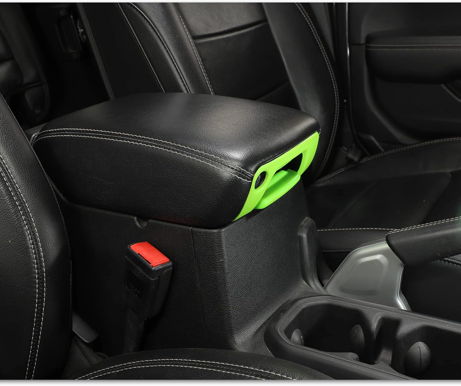 Center Console Armrest Switch Trim Sticker, Arm Rest Open Button Cover for 2018-2021 Jeep Wrangler JL JLU & Jeep Gladiator JT(Green)