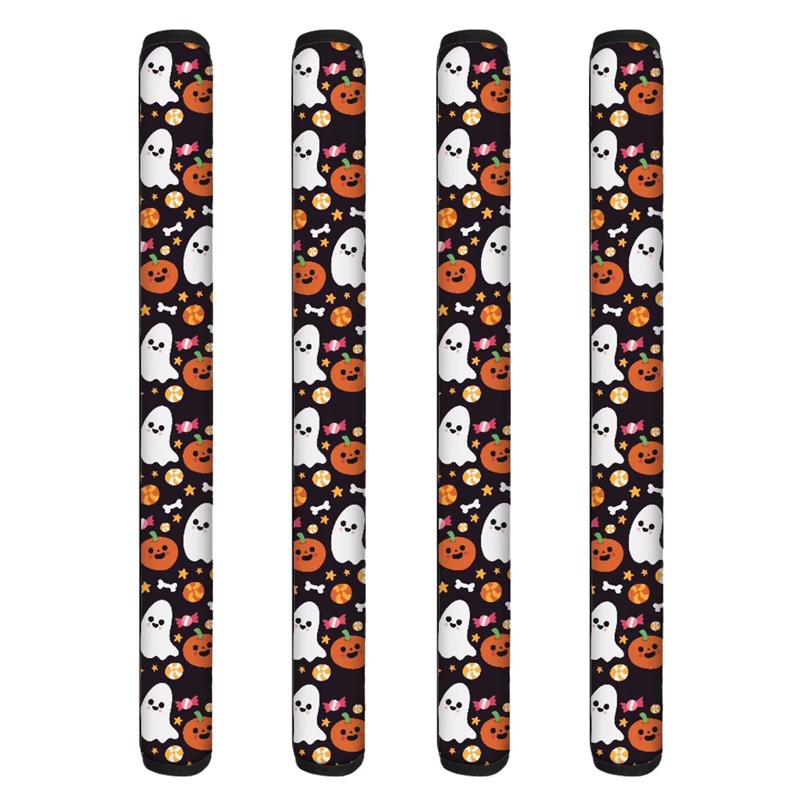 4 Pieces Halloween Refrigerator Door Handle Covers, Kitchen Appliance Protective Gloves Anti-Slip Decor for Ovens Microwaves Keep Kitchen Appliance Clean, Ghost Pumpkin Candy