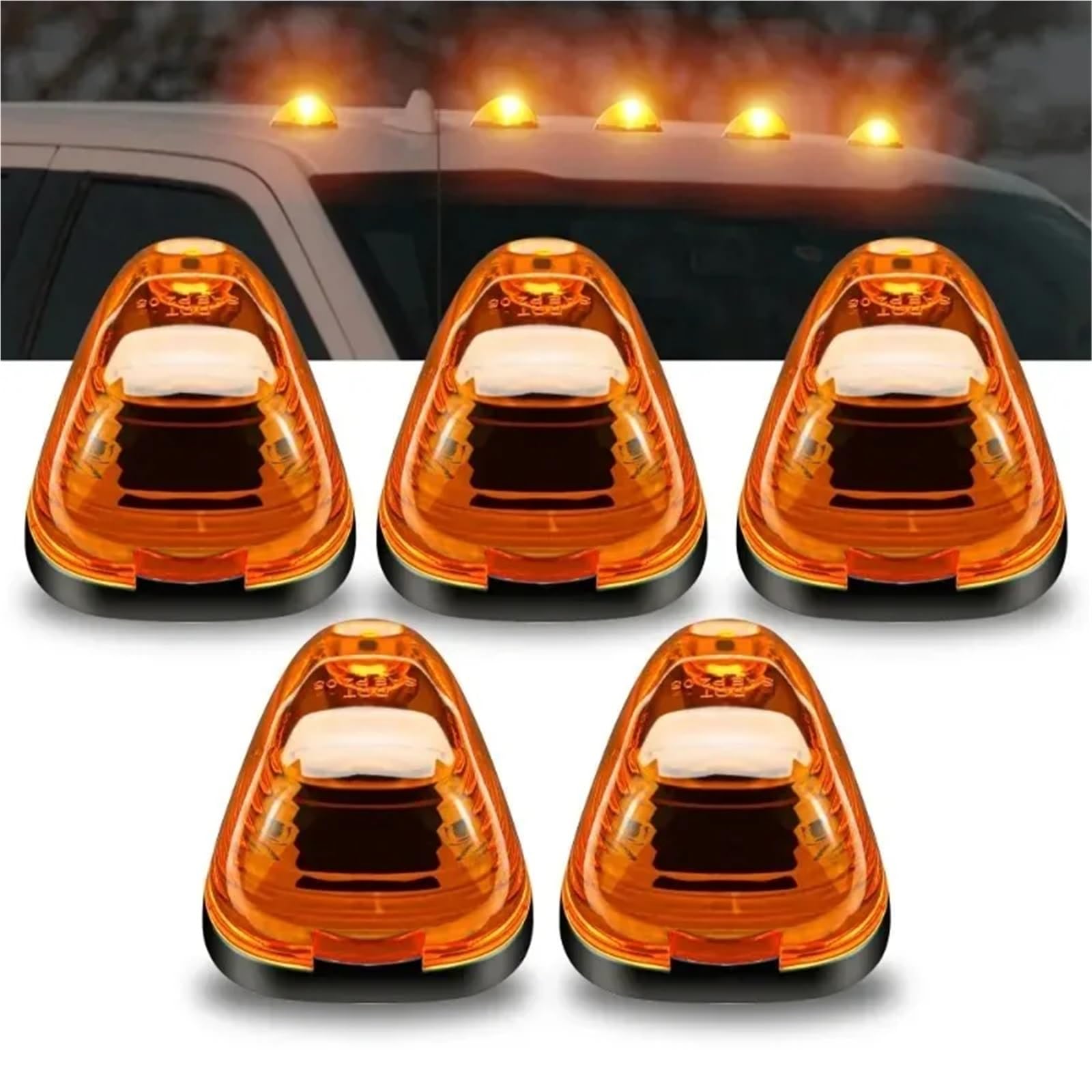 Feux Marquage Toit Cabine, Feux De Gabarit Ambrés Compatibles Avec Les Camionnettes Utilisation Adaptée Pour Ford Super Duty 1999-2016, 5 Pièces, Toit Cabine(Amber Lens)
