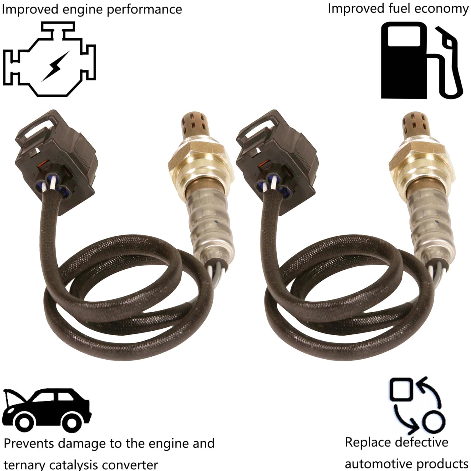 Dropwater 1 Pair Front and Rear Oxygen O2 Sensors Replacement for Chrysler 2007 300 Calif.3.5L,Replaces#234-4587 234-4588,Set of 2pcs