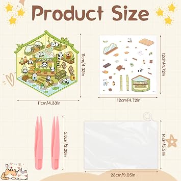 20 Sets DIY 3D House Stickers, Cartoon Sticker Therapy Scenes, Stress Relief Sticker Fun 3D Sticker Scenes House with 2 PCS Tweezers Storage Pouch for Adults and Kids