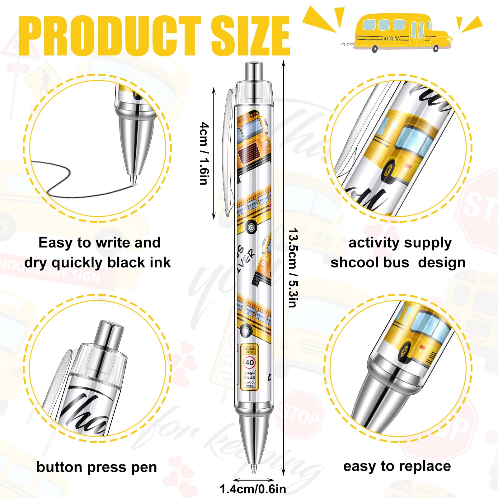 24 Pcs End of Year School Bus Driver Appreciation Gifts Pens Bulk Bus Driver Essentials Thank You Party Favors Ballpoint Pens Gift for Men Adults Birthday Retirement Accessories Party Supplies