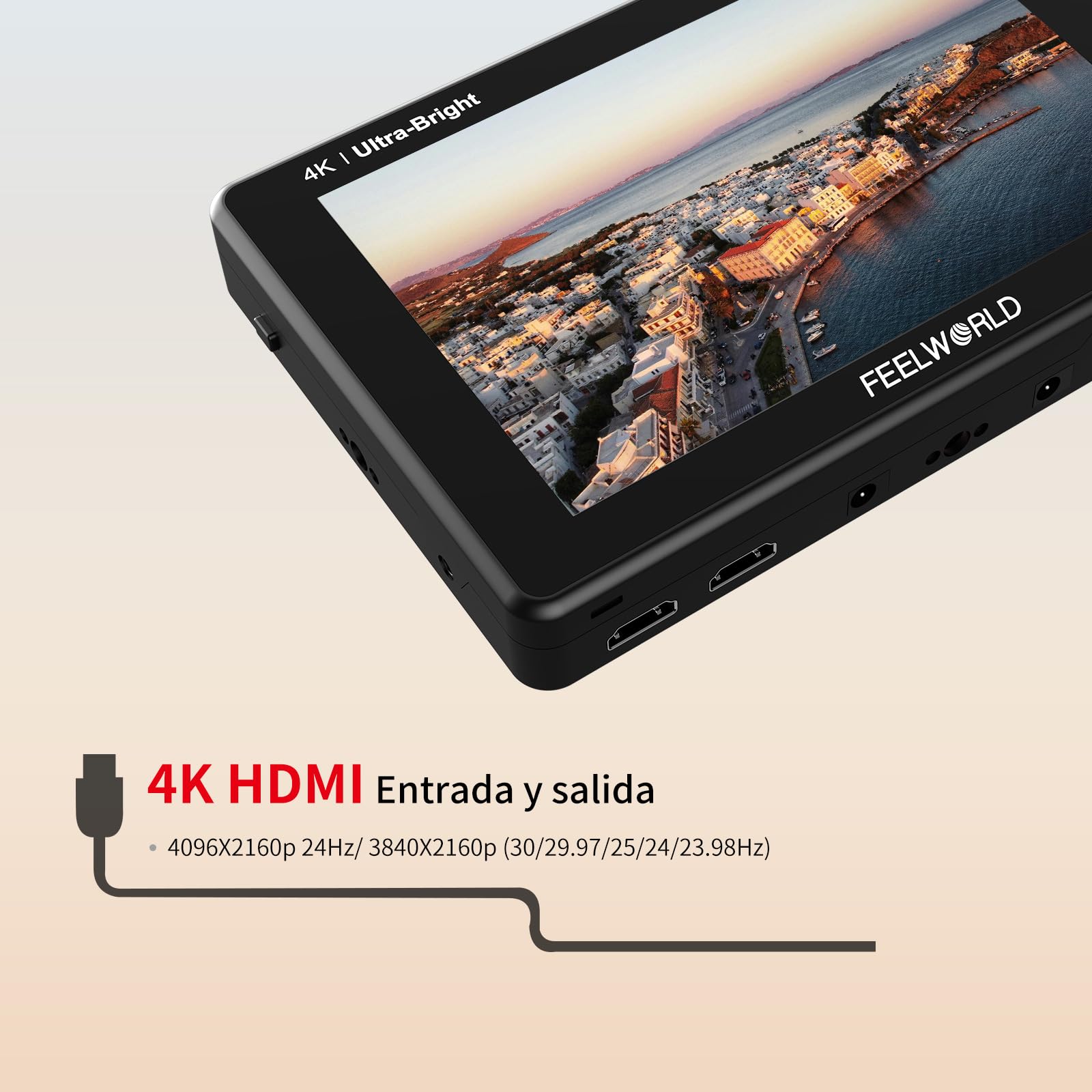 Feelworld LUT7 7 Pulgadas 2200nit Ultra Brillante 3D Lut Touch Screen DSLR Cámara Monitor de Campo 1920x1200 IPS 4K HDMI DC Output Forma de Onda Sensor de Luz