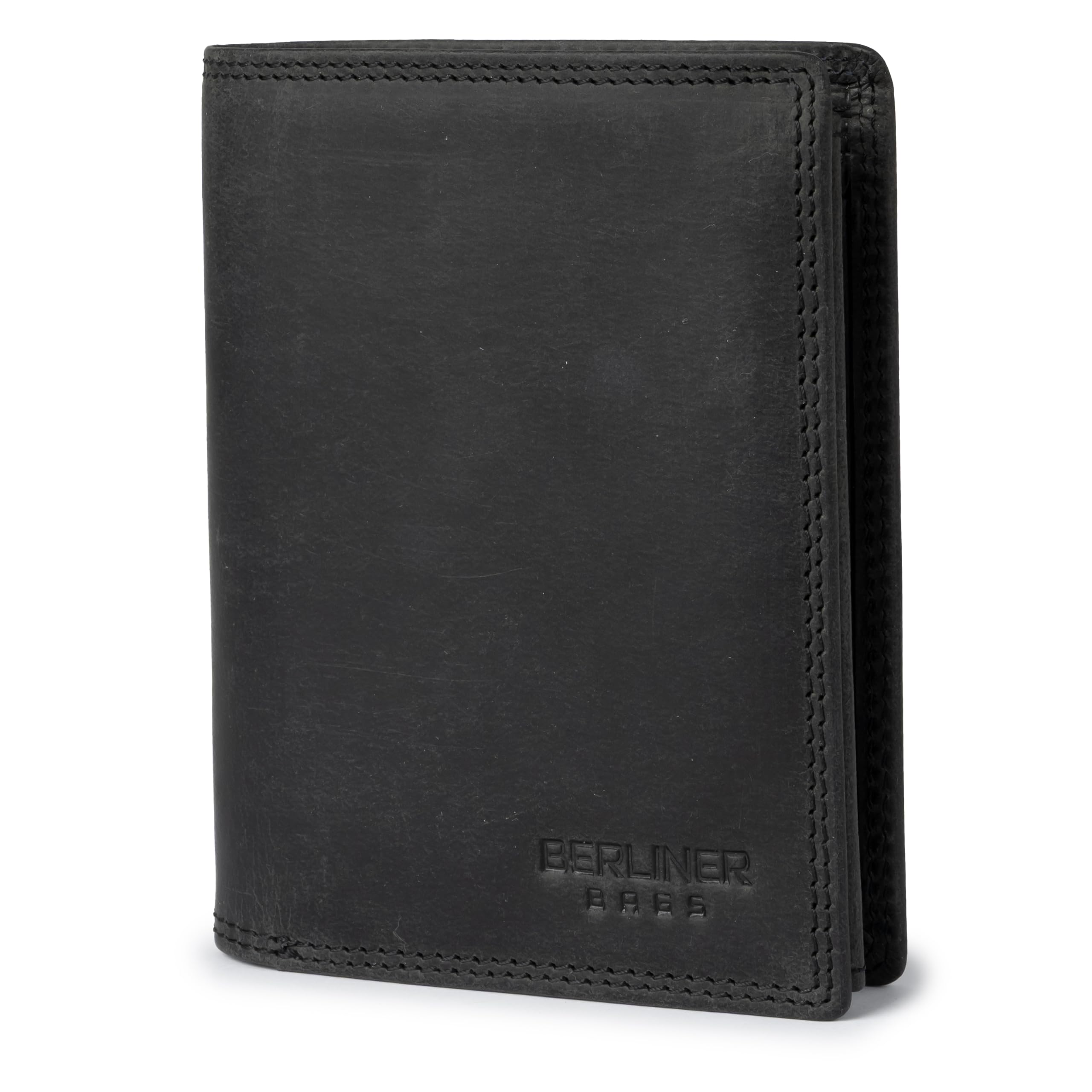 Berliner Bags Portefeuille Homme Oliver en Cuir RFID, Vertical - Gris Foncé