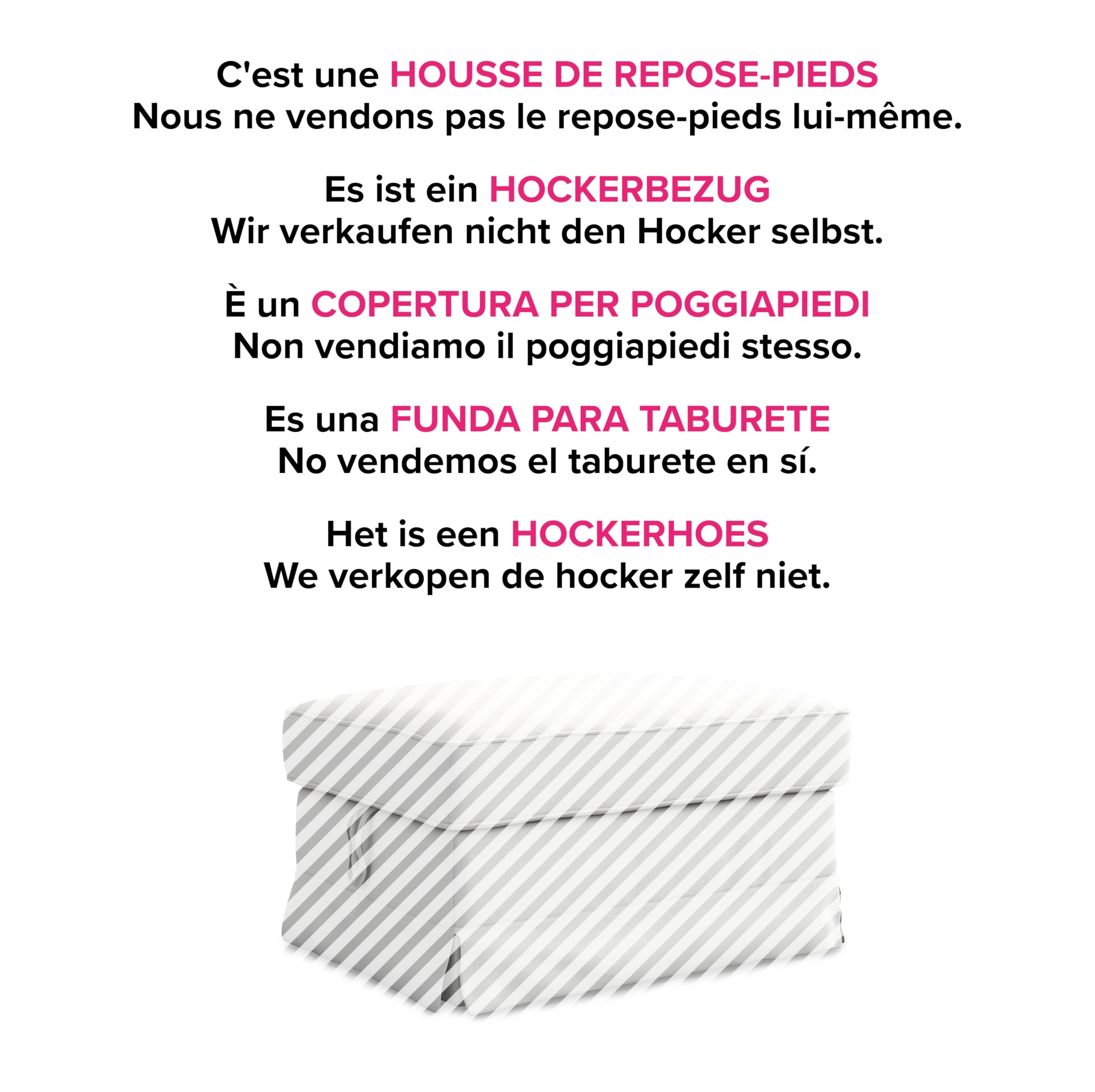 MASTERS OF COVERS Funda de Recambio Compatible Con Taburete Ektorp de IKEA - Funda Para Puf, 82 x 62 x 44 cm (Blanco)