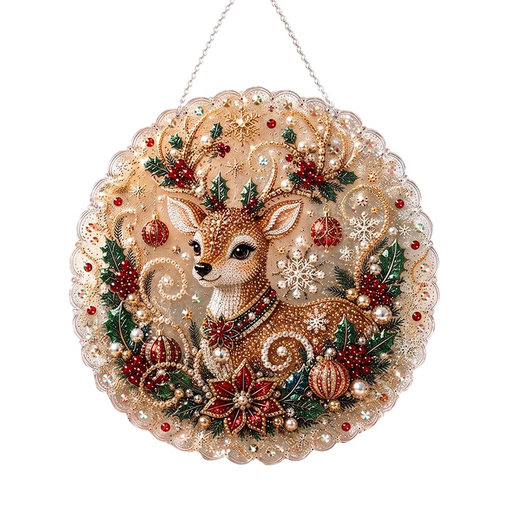 Christmas Pearl Diamond Art Kit, 9.9in Acrylic Suncatcher