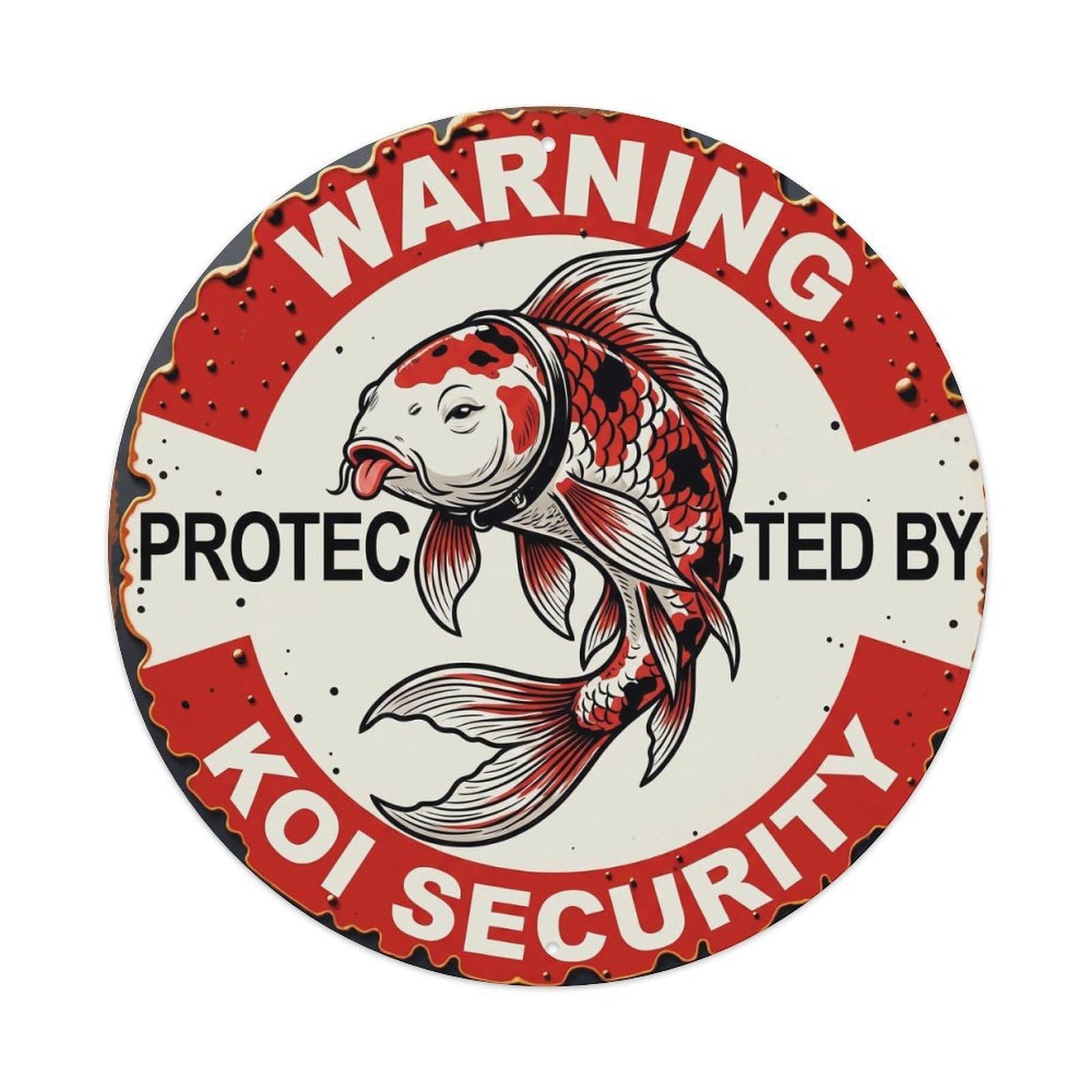 Tgrcjimh Style Metal Tin Sign Warning Protected By Koi Security Vintage