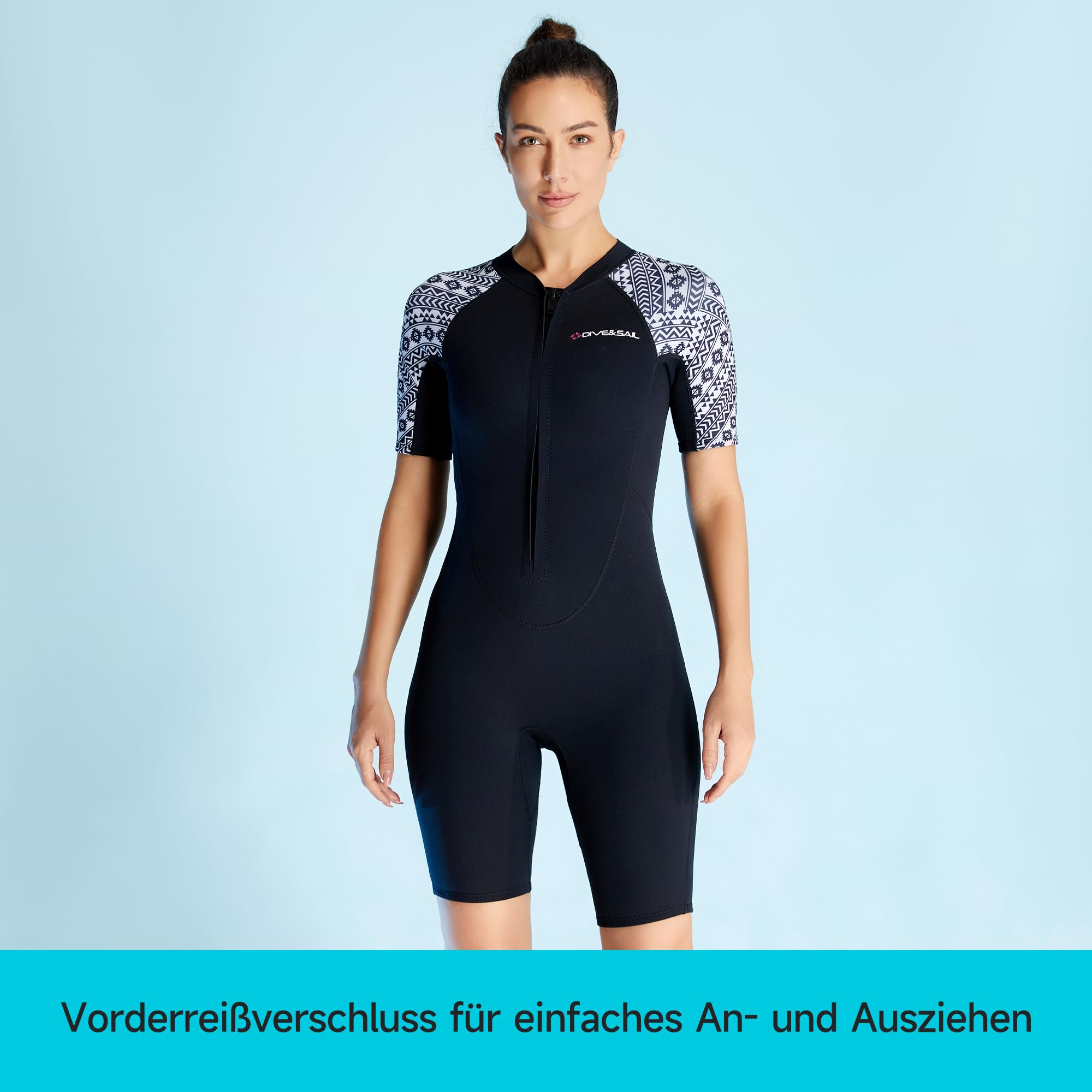 Kurzarm Neoprenanzug Shorty für Herren & Damen 3 mm Front-Reißverschluss Shorty Tauchanzug für Surfen Tauchen Schnorcheln SUP