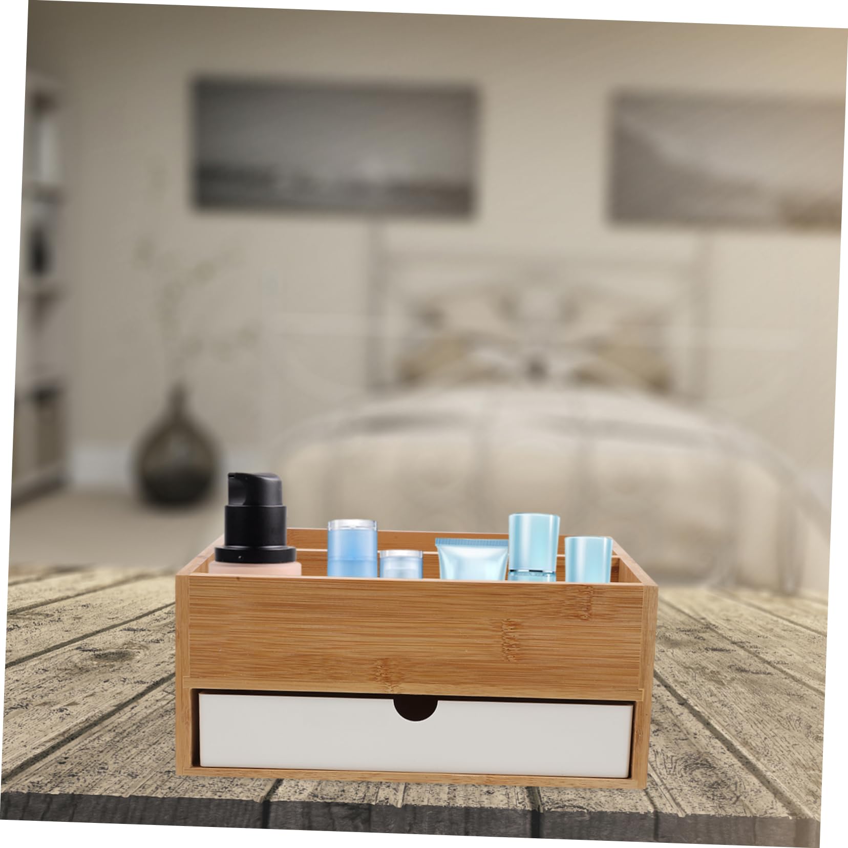 Schreibtisch-organizer Bambus Mit Aufbewahrungsbox Für Kleinigkeiten Kosmetik Und Bastelbedarf Vielseitig Für Home-office Und Schlafzimmer