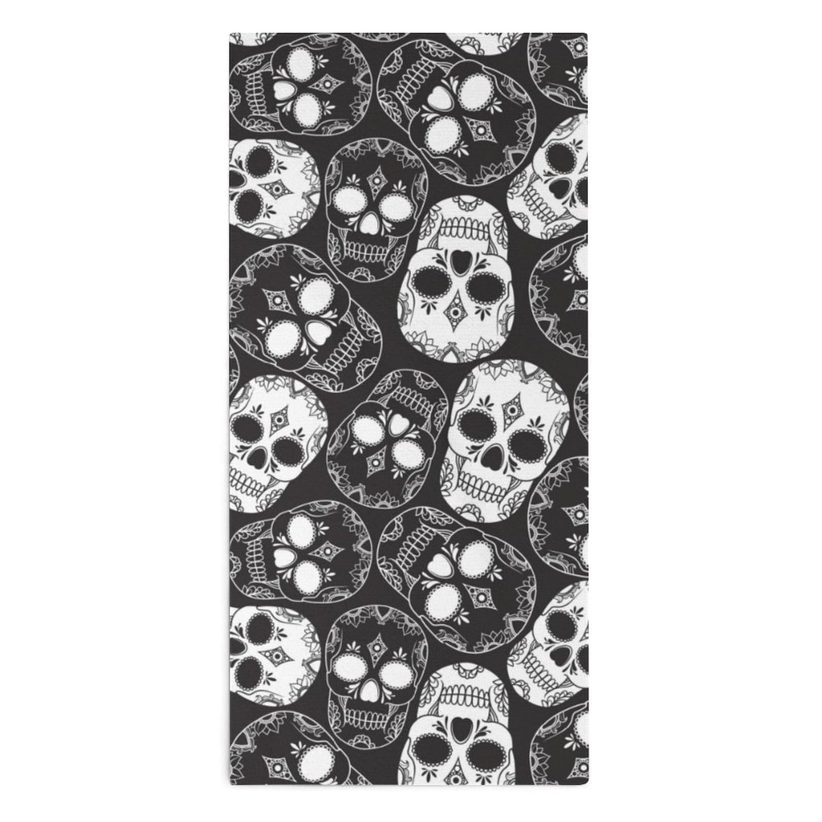 CZZYH Soft Microfibre Towel, Gym Towel, Black Complex Skull Towels for Bathroom, Kitchen, Tea Table (1 Towel)