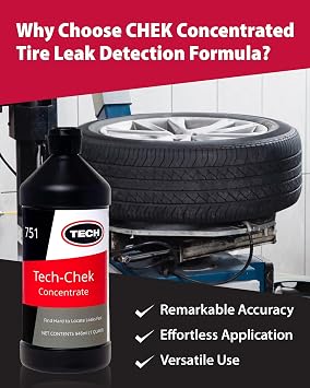 TECH CHEK Tire Leak Detector Concentrated Formula for Fast, Accurate Detection of Hard-to-Find Leaks in All Types of Tires, Tubes, Valves, Rims Multi-Purpose, Easy to Wipe Off 1 Quart (946 ml)