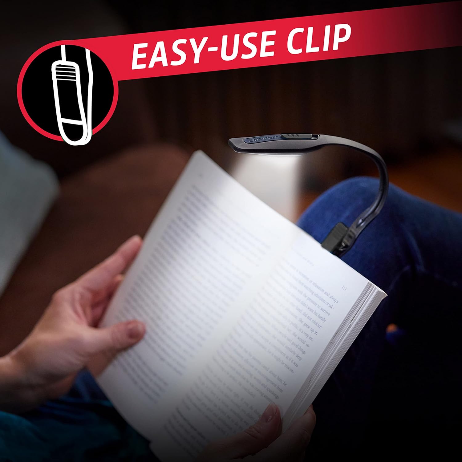 Energizer Clip-on Book Light for Reading in Bed (2-Pack), LED Reading Light for Books, Long-Lasting Run Time, Compact & Portable Kindle & Book Reading Lamp (Batteries Included) - - 
