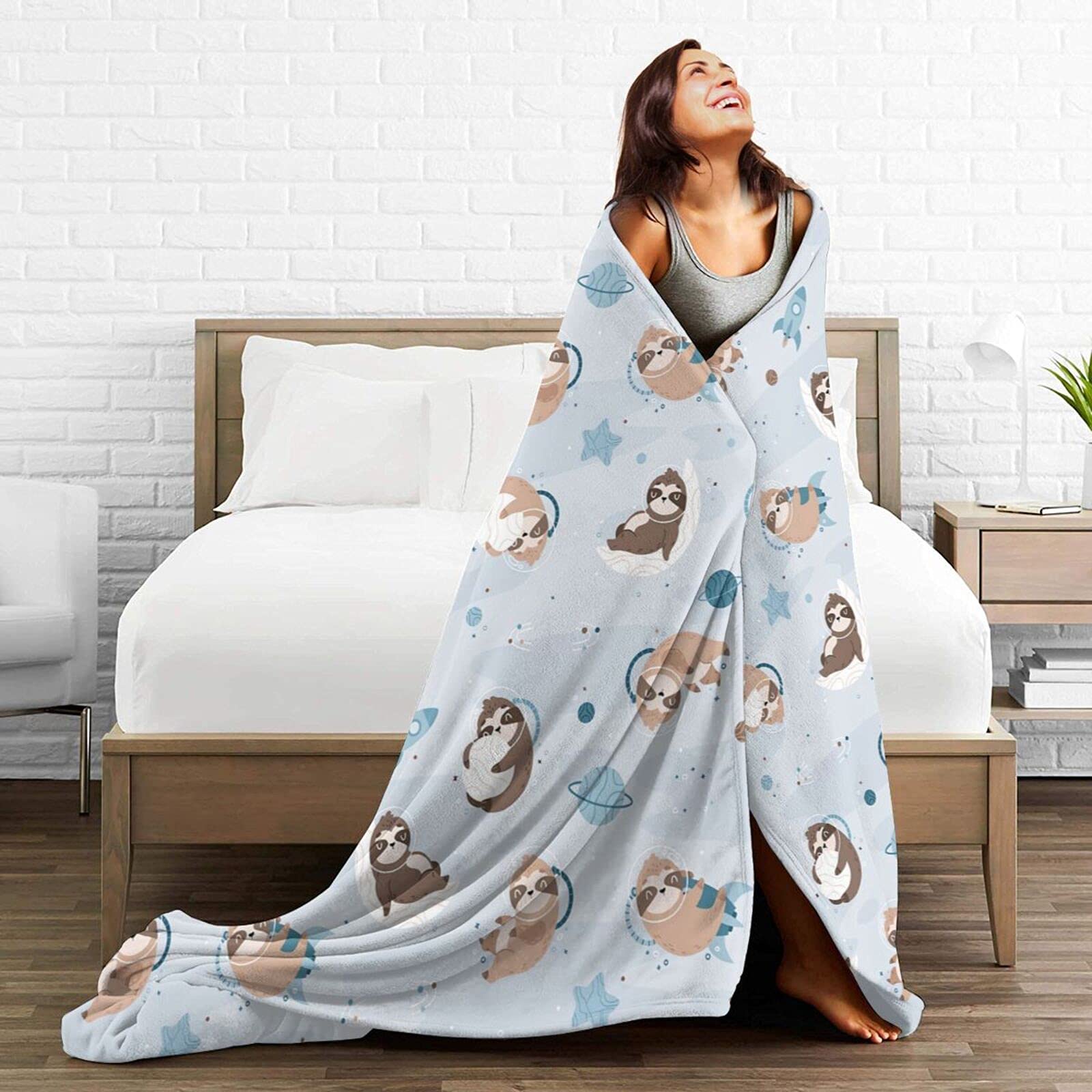 Coperta Morbidissima Con Bradipo Per Bambini E Ragazzi - 101x127 Cm, In Poliestere Peloso, Divertente E Calda, Per Divano, Culla O Letto