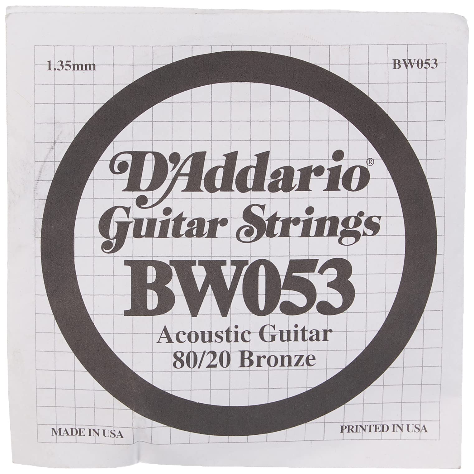 D'Addario Bw053 Akustik Tek Tel, 80/20 Bronze Wound, 053, (Mi) Pak