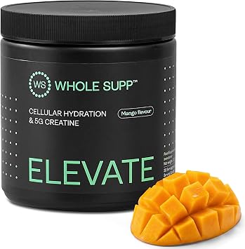 Elevate Creatine Powder with Electrolytes, 30 Servings 270g | Mango Flavour, 5g Pure Monohydrate Formula to Boost Energy, Sharpen Focus & Enhance Recovery, Intra & Post Workout Drink
