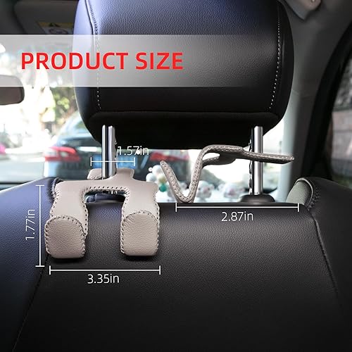 Miniatura 7 de Ganchos de coche para bolsos y bolsos, colgador duradero 2 en 1, gancho de cuero para reposacabezas, organizador de asiento trasero de automóvil, 1