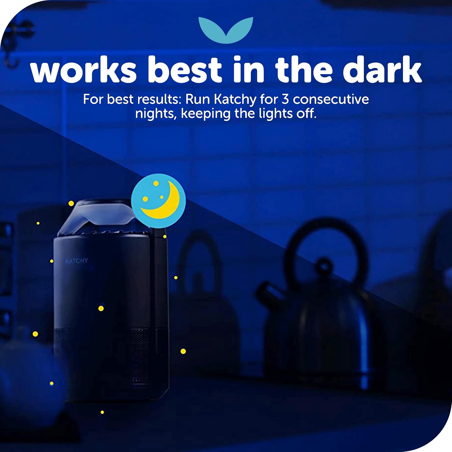 Katchy Indoor Fly Trap– Catcher & Killer for Mosquito, Fruit Fly, Gnat & Small Moth – Non-Zapper Trap with Fan Suction & Blue UV Light – Ideal for Indoor Spaces, Kitchen & Plants (Original, White)