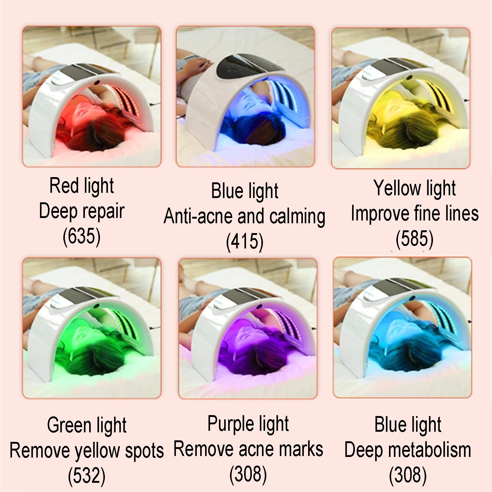 Strumento di Bellezza Pieghevole con Luce LED a 6 Colori, Macchina per La Bellezza del Viso Anti-invecchiamento, Regolazione della Luce a 3 velocità, Intelligente Controllo della Temperatura