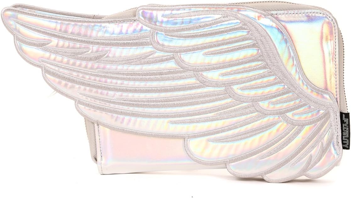 FydelityAngel Wings | Clutch Wallet: SILVER Iridescent | Festival Mavens, Rave