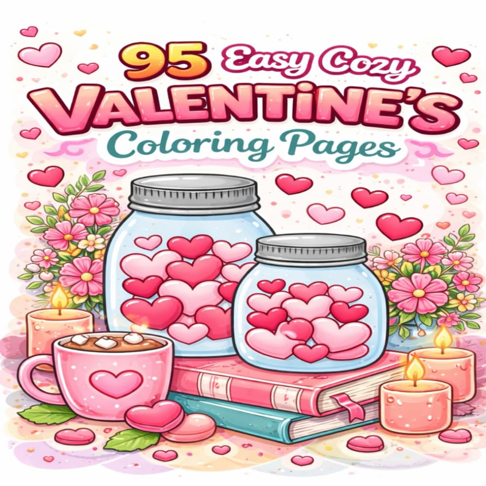 95 Easy Cozy Valentine’s Coloring Pages for Adults: A Relaxing Coloring Book for Stress Relief and Comfort