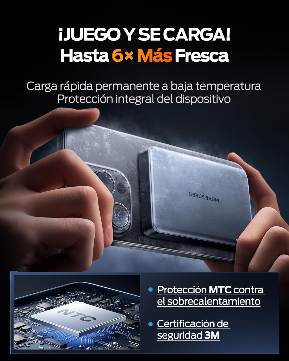 MOVESPEED Banco de Energía MagSafe de 10000 mAh Delgado Magnético Inalámbrico Portátil Compatible con iPhone 17 Pro Air/16 Pro MAX (Gris Espacial)