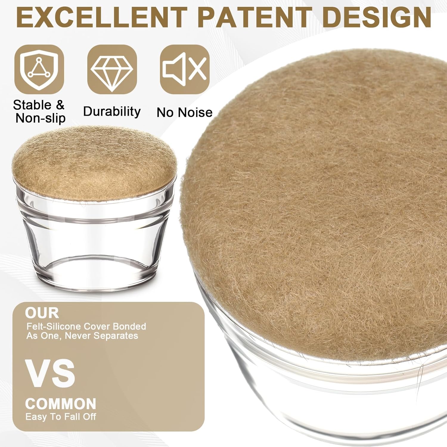 Chunful 32 Pcs Chair Leg Floor Protectors TPE Classroom Chairs & Desks Leg Covers with Quiet Felt Sliders Prevent Floor Scuffs & Scratches Desks Foot Caps Pads Teacher Classroom Supplies (Beige)