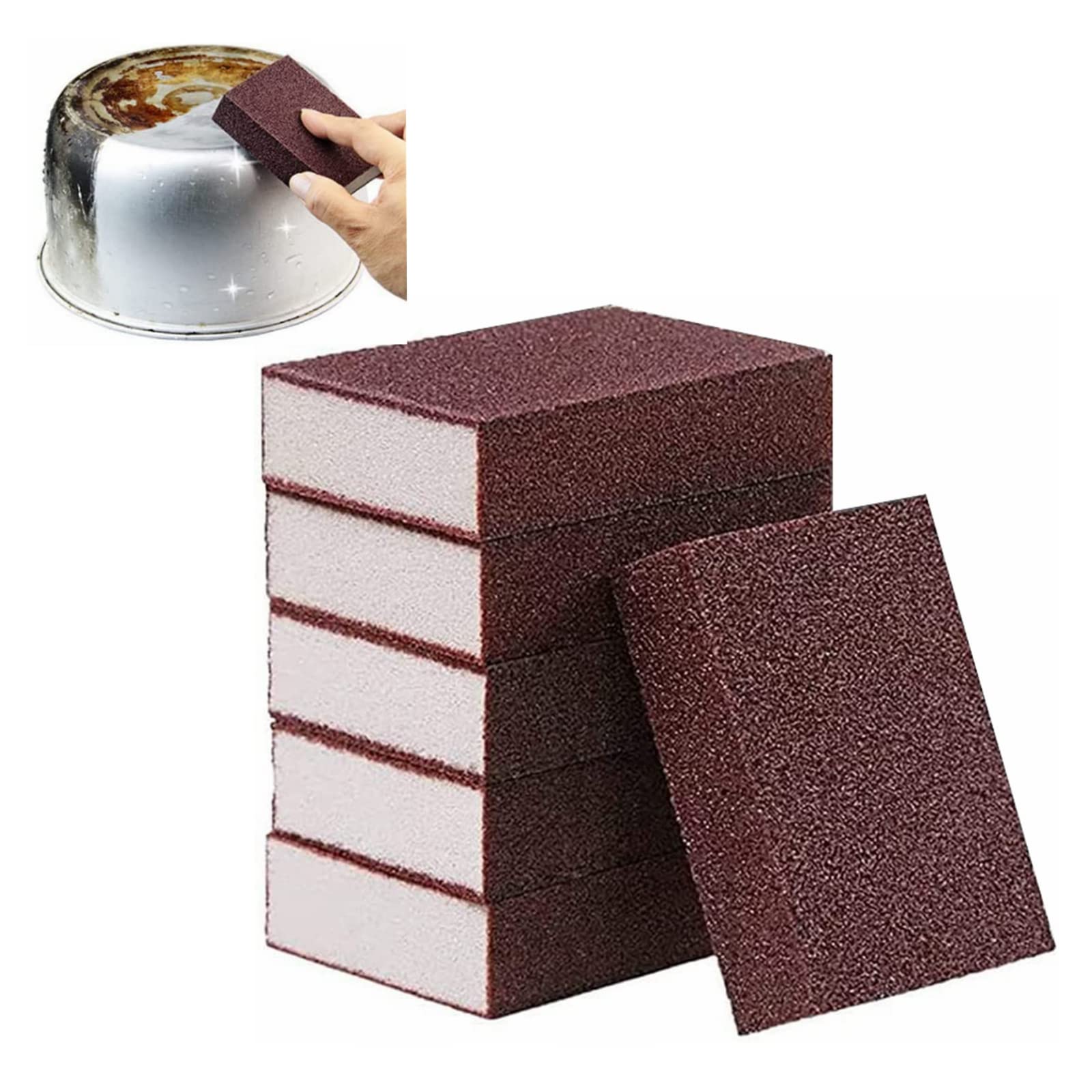 Tlronvie 6-Pack Nano Carborundum Sponge - Carborundum Sponge Nano Emery Sponges, Magic Emery Sponge Brush, For Removing Rust Cleaning Kitchen Supplies