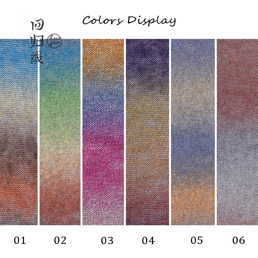 180G di Alta qualità Segmento Tinti Mohair gomitoli di Lana da lavori a Maglia e Maglieria, Sciarpa Maglione del Bambino, Morbido e Caldo,05