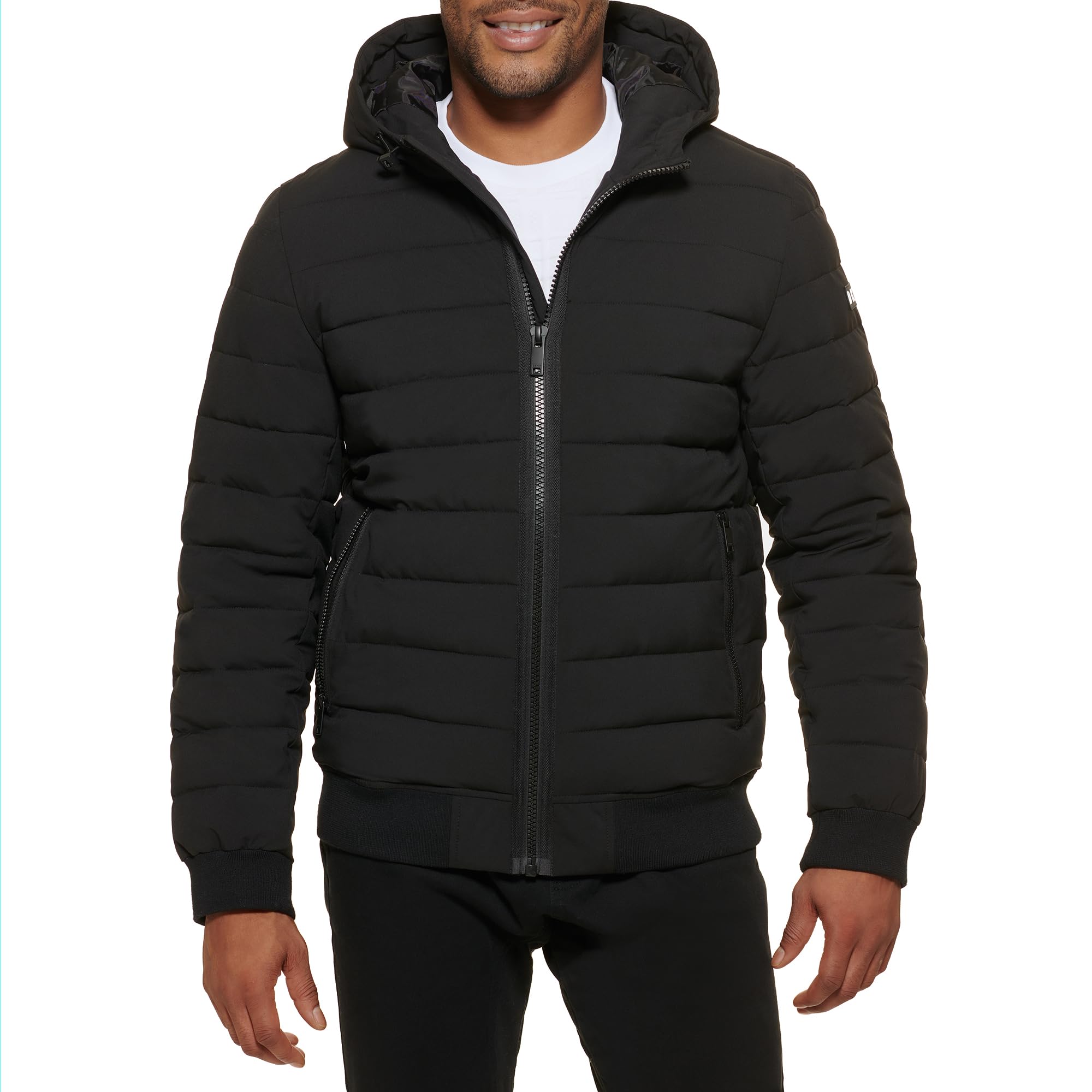 Black Dkny Jacket Man DKNY Mens Logo Packable Jacket Black Costco