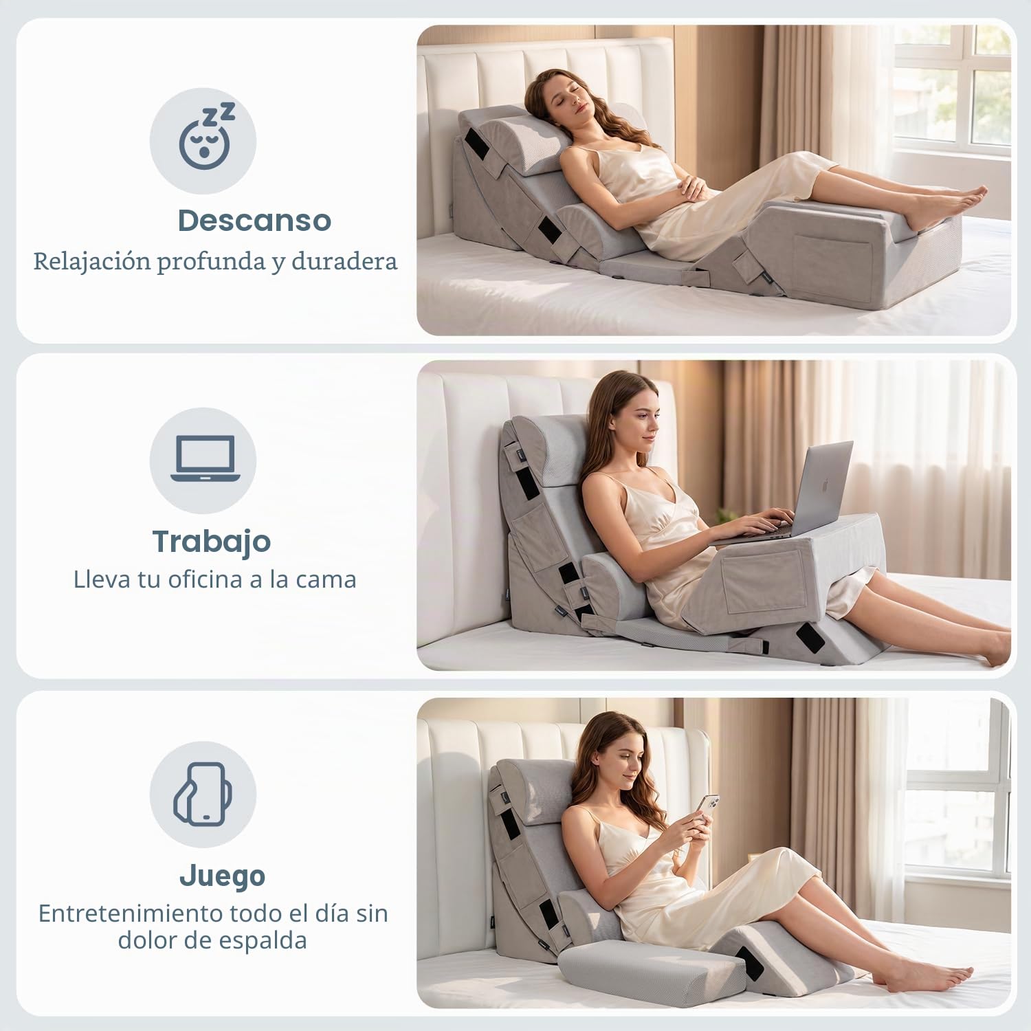 Juego de 9 almohadas ortopédicas de cuña para la recuperación después de la cirugía, posicionadores corporales para aliviar el dolor de espalda y piernas, comodidad de espuma viscoelástica ajustable