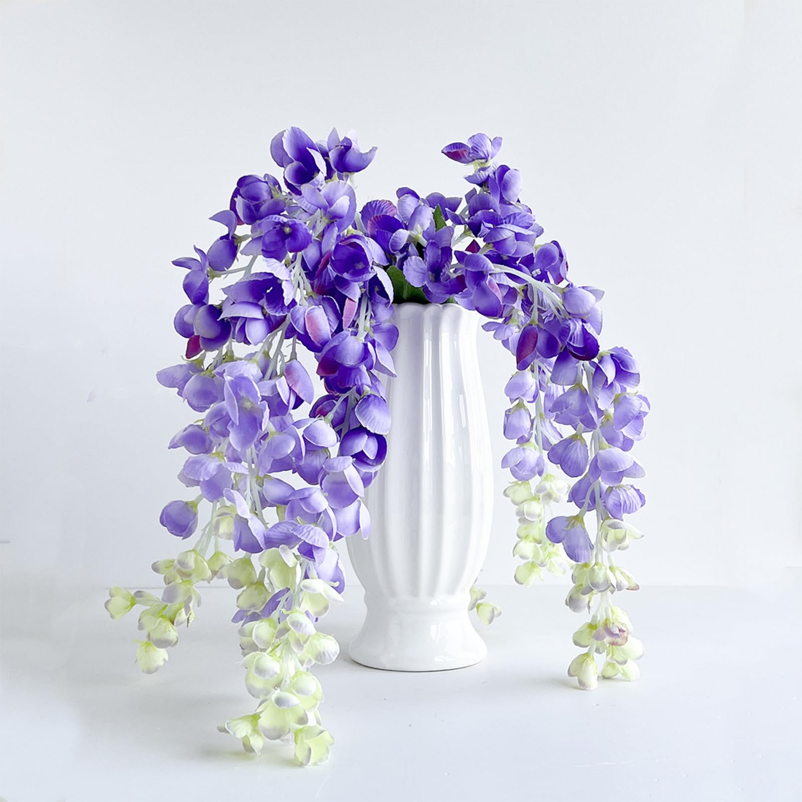 KASESSS Wisteria Flores Artificiales Decoracion, Flore de Tela, Flores Artificiales Decoracion Jarrones, Plastico Realistas Wisteria Flowers Tres Ramas para Bodas, Fiestas, Salón y Decoración de Mesa