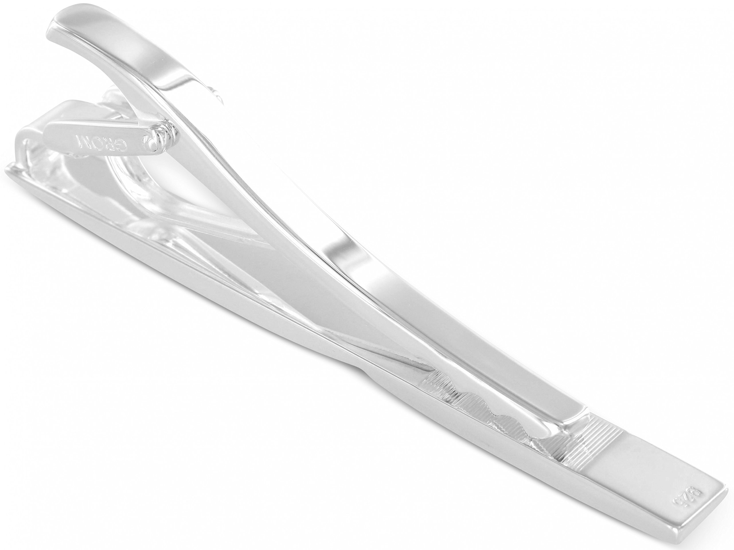 Grom Krawattenklammer/Krawattennadel gravierbar aus massivem 925er Sterling Silber