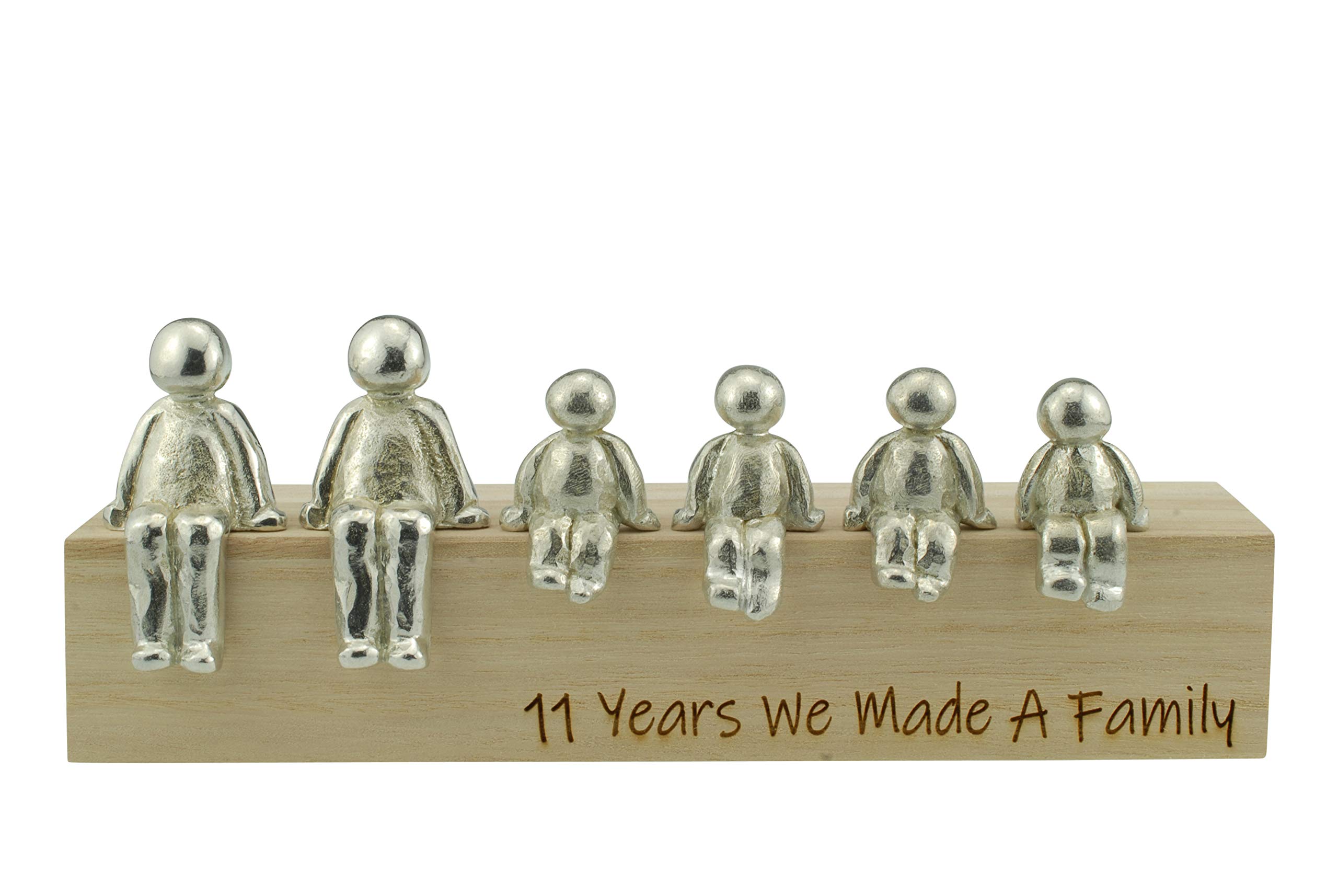 Pomysł na 11. rocznicę - 11 Years We Made A Family metalowa ozdoba - wybierz kombinację rodzinną (4 dzieci)
