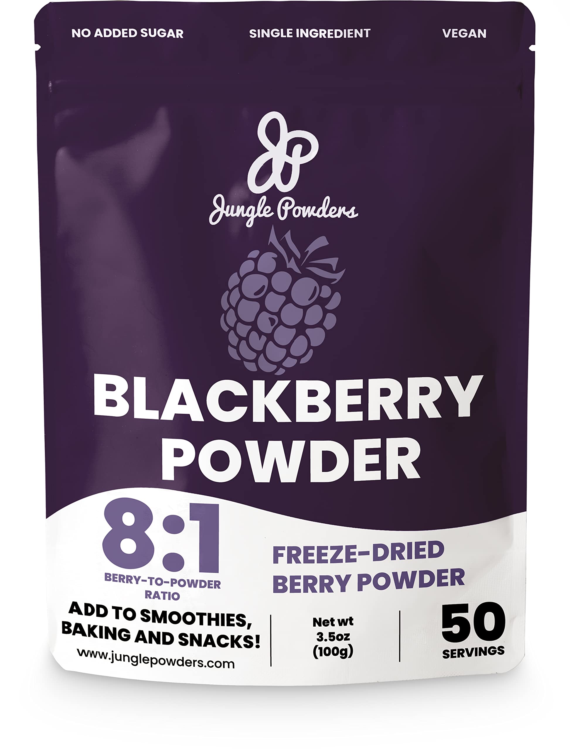 Jungle Powders Blackberry Powder 7oz, Powdered Unsweetened Freeze Dried Blackberries, GMO, Additive, and Filler Free Purple Superfood Flavoring Extract