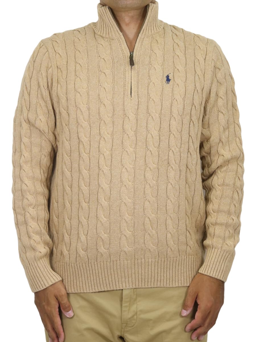ポロラルフローレン ケーブルニット ハーフジップ L 紺　短丈 POLO RALPH LAUREN ポロ ラルフローレン ブルー ハーフジップ