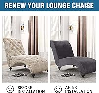 Vista 6 de H.VERSAILTEX Funda de Terciopelo para Chaise Lounge, Funda de Chaise sin Brazos de Lujo para Sala de Estar, Lavable a Máquina, Gris